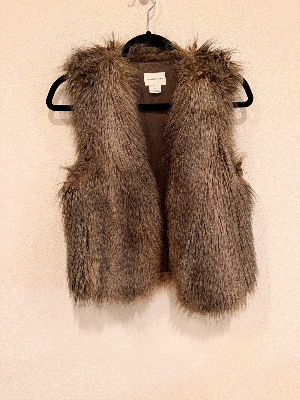 Club Monaco Girls' Faux Fur Vest in Brown Taupe